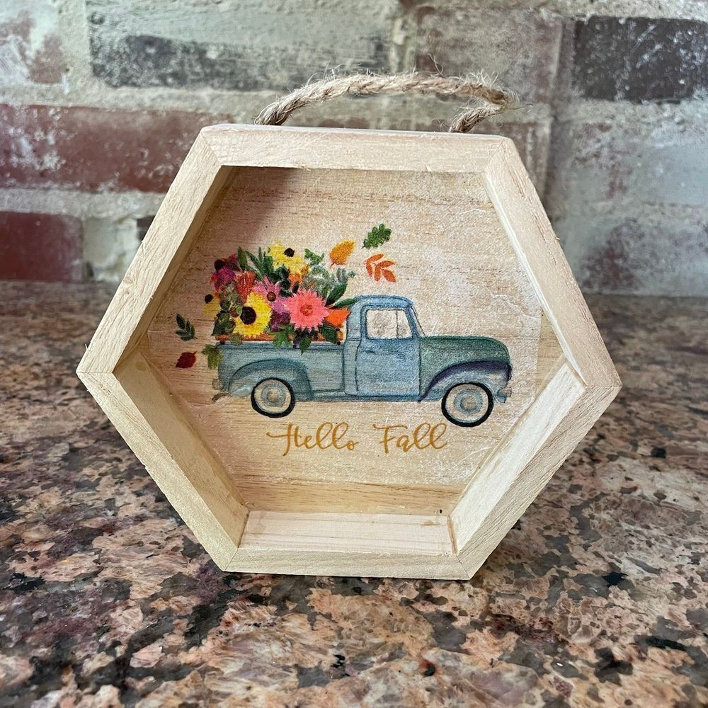 Hello Fall Hexagon Shadow Box